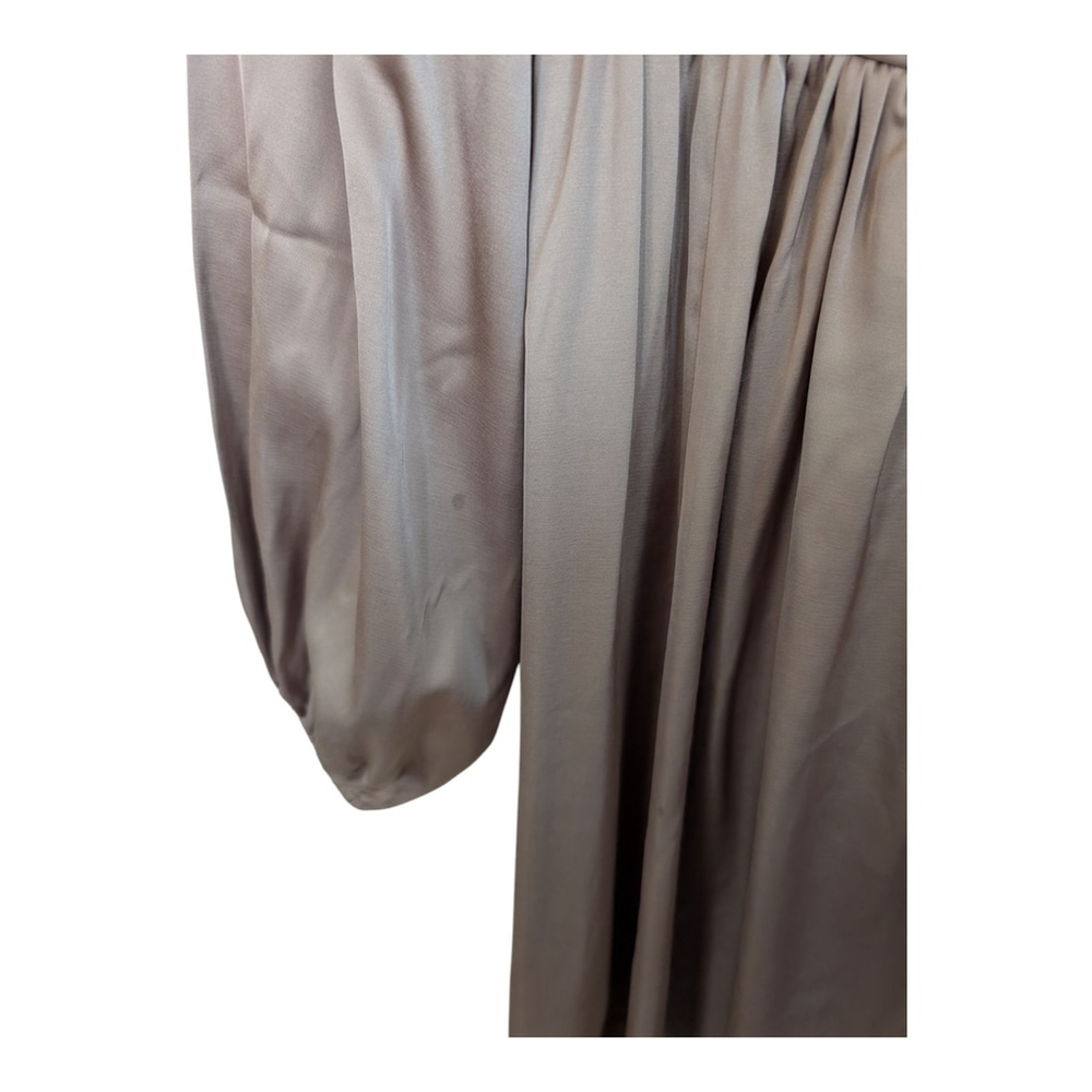 NEW Abercrombie & Fitch Emerson Satin Long Sleeve Mini Dress in Tan Large Tall - Picture 7 of 10